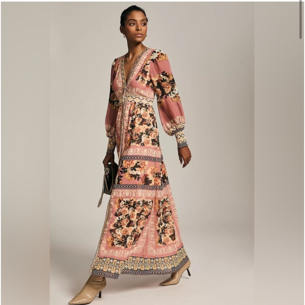 BNWT Anthropologie Vineet Bahl Long Sleeve Maxi Dress Size Medium